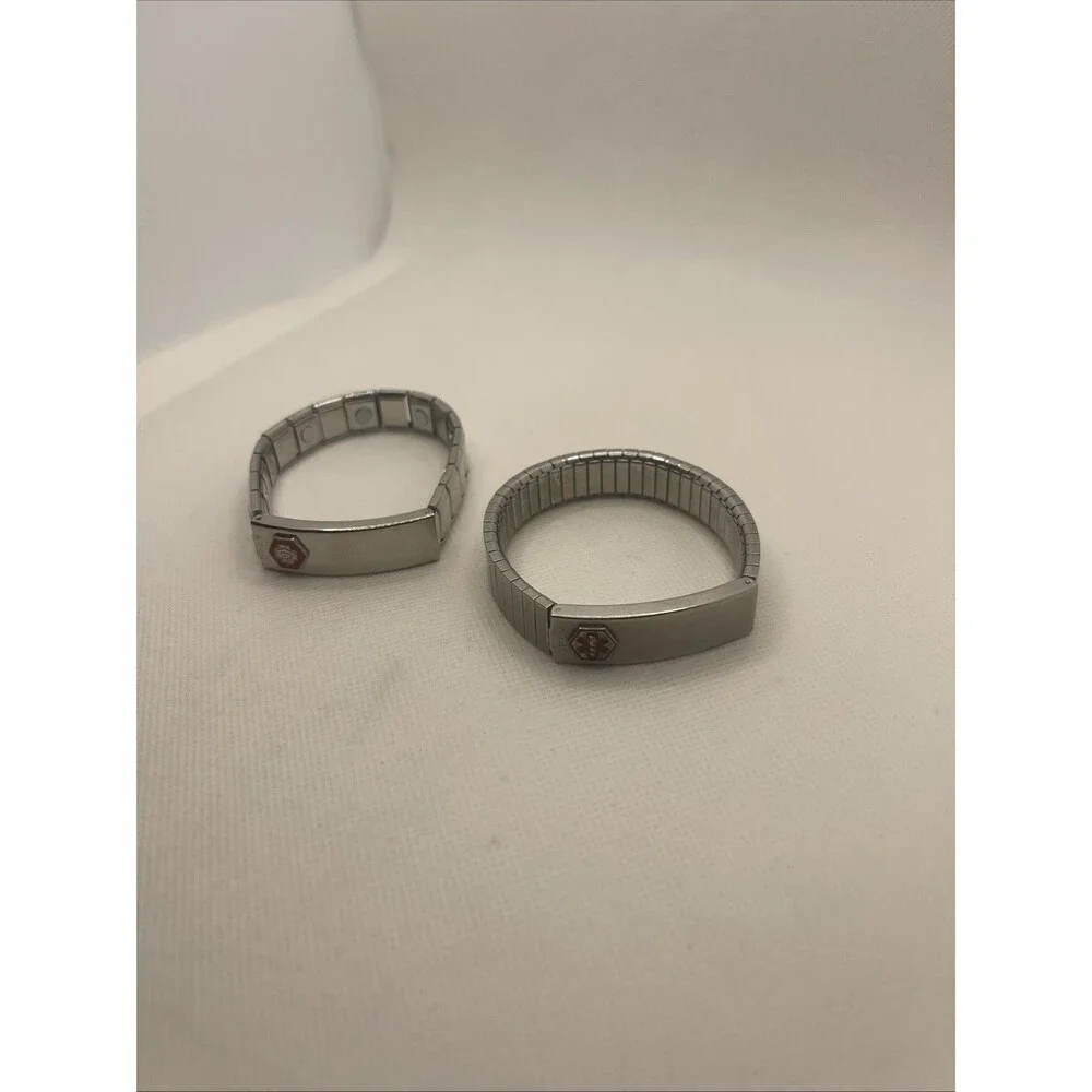 MENS SPEIDEL ID MEDILOG MEDICAL ALERT SILVER STRETCH BRACELET & Extra
